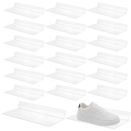 HEIHAK 20 Pack Clear Acrylic Slatwall Shelves 4.5 x 10 Inch - Wall Mounted Panel Accessories for Shoe Stores, Home Organization & Retail Display