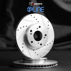 R1 Concepts Front Brake Rotors For 2004-2008 Acura TL| Drilled Slotted Disc Brake Rotors| Brakes and Rotors Brakes and Rotors