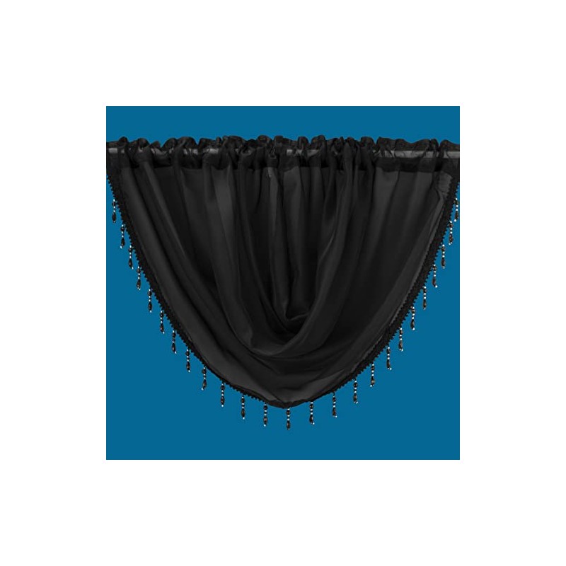 Plain Beaded Voile Swags Net Curtains Voile Swag Valance Pelmet