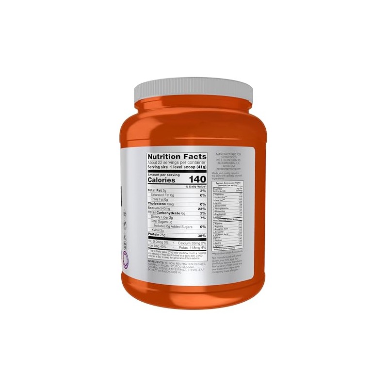 NOW Sports Nutrition, Pea Protein 25 g With BCAAs, Easily