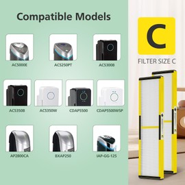 isinlive 3 Pack FLT5000 True HEPA Filter C Replacement Compatible with G-Guardian Air Purifier AC5000 AC5000E AC5250PT AC5350B AC5350BCA AC5350W AC5300B