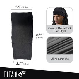 Titan Spandex Dreadlocks Braids Band for Men, Stretch Headband for Locs and Braids, Smooth Comfort Fit (BLACK)