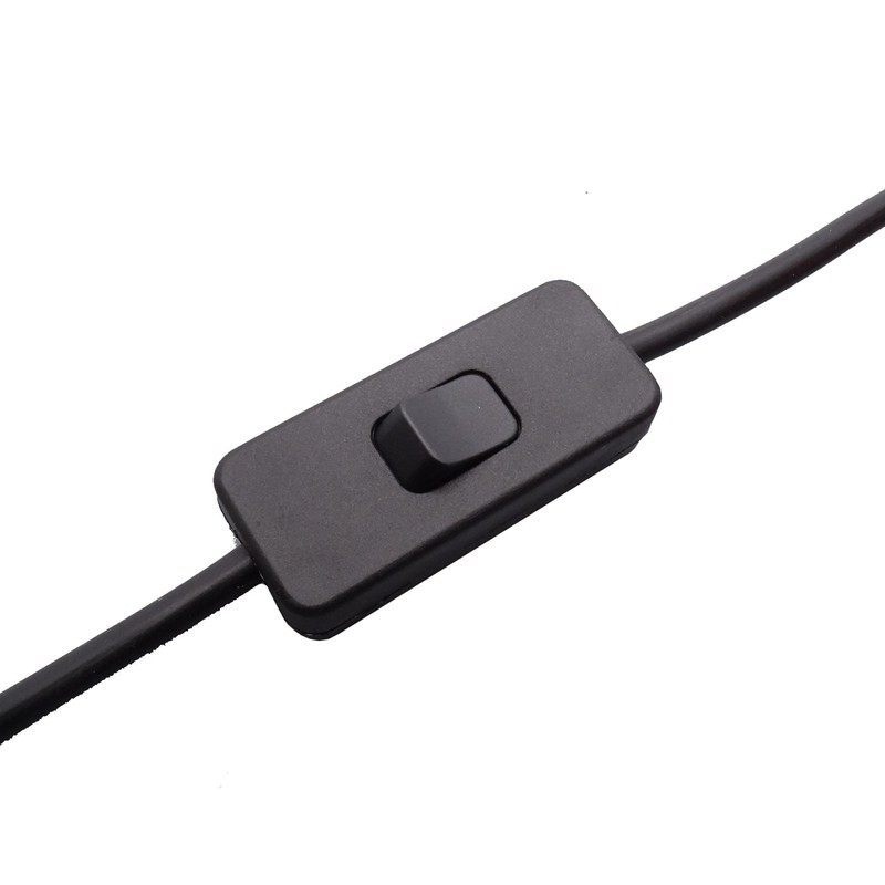 3 m Power Cable with Plug and Switch Black Connection