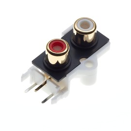 Keple 2 x Phono Sockets, Gold-Plated Contact Parts, PCB - RCA Socket, 4 Pin Mounted, AV Concentric Socket, 2 Sockets, Stereo Audio Video