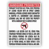 Texas Open Carry Sign Laminated Poster, Handguns Prohibited Sign (30.07)