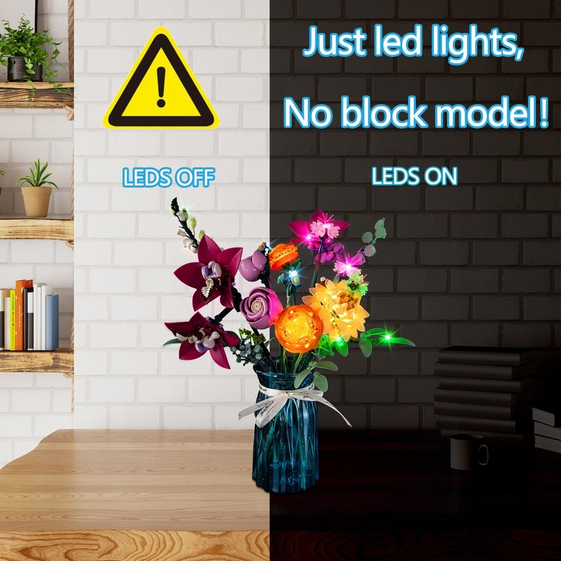 BrickSoul Led Light Kit for Leg0 10342 Botanicals Pretty Pink