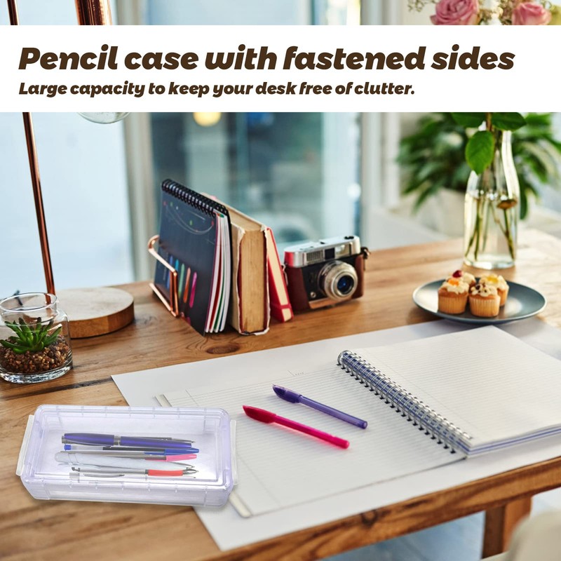 Pack of 4 Stackable Transparent Pen Box, Multifunctional Pencil Boxes,