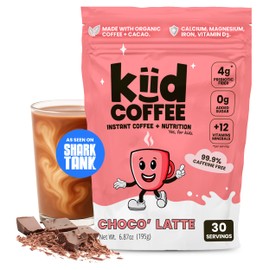 Kiid Coffee - 99.9% Caffeine-Free Organic Coffee for Kids - As Seen on Shark Tank - 12 Vitamins & Minerals, 4g Prebiotics, 0g Sugar - Non-GMO & Gluten-Free - Healthy Snack - Chocolate - 30 Servings