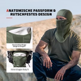 1TG Tactical Balaclava Face Mask Ski Mask Balaclava for Men and Women Paintball Mask Airsoft Mask UV Protection Windproof Warm Outdoor Sports Cycling Motorcycle Fishing, Ranger green