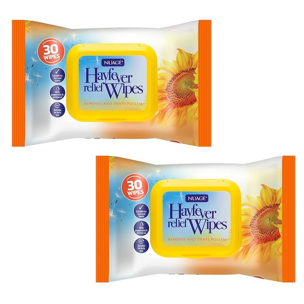 Hay Fever Wipes Natural Remedy Strong Allergy Hay Fever Wipes Remove and Trap Pollen (2 Pack (60 Wipes))