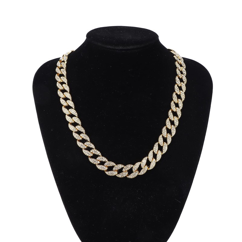 Cuban Necklace, 19.7in Length Diamond Bling Bling Necklaces Gift for