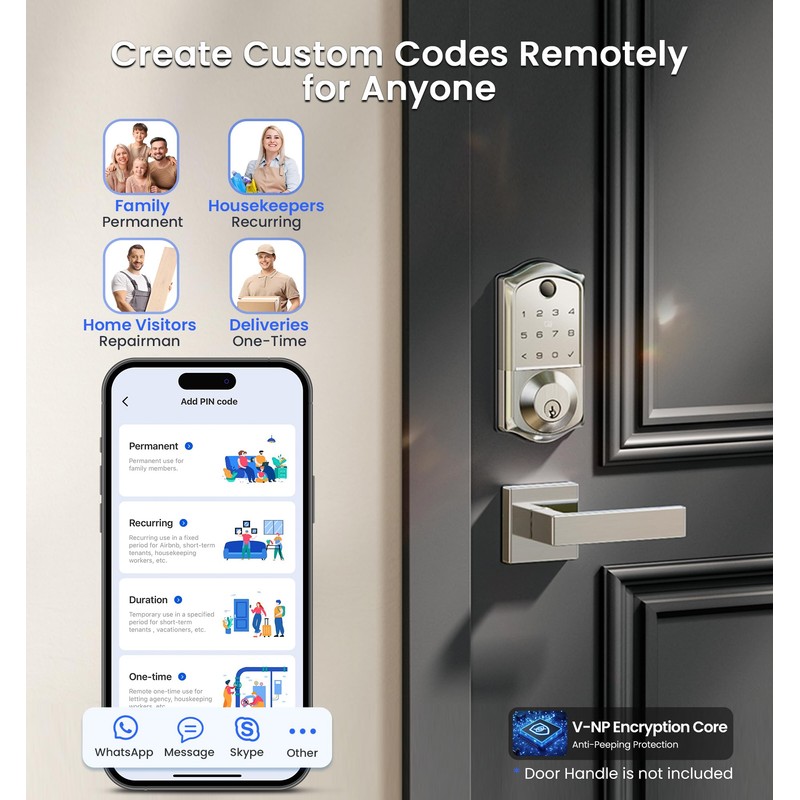 Veise VE017G Wi-Fi Keyless Entry Door Lock with Fingerprint, App
