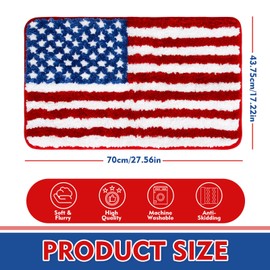 Whaline Independence Day Bath Rug 4th of July Stars Stripes Bath Mat Non Slip Shower Rugs Front Door Mat Carpet Floor Rug for Home Kitchen Entrance Bedroom Bathroom Decor