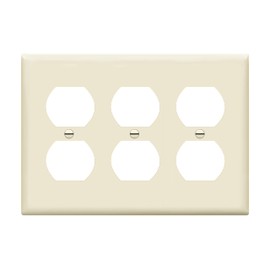 ENERLITES Duplex Receptacle Outlet Wall Plate, Size 3-Gang 4.50" x 6.38", Unbreakable Polycarbonate Thermoplastic, UL Listed, 8823-LA, Light Almond
