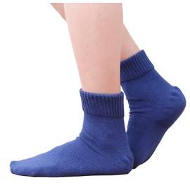 [Walking Bran Bag] Heel Care Socks, Non-restrictive, Plain, Rice Bran Fiber Socks, Moisturizing, Women's (Blue, 23-25), blue