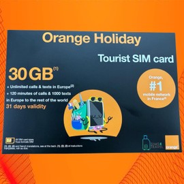 Prepaid Orange Sim with 30GB of 4G Data + Unltd Calls & SMS in Europe + 120 mins & 1000 SMS from Europe to Rest World. No ID Required (Valid for 31 Days)