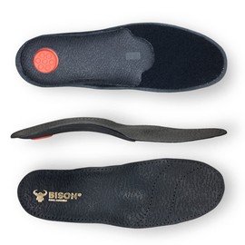 BISON Alfa Orthopaedic Insoles, Foot Bed Insoles, Flat Foot Insoles, Foot Pain, Orthopaedic Sole with Depreciation Heel, 1 Pair (43), Black