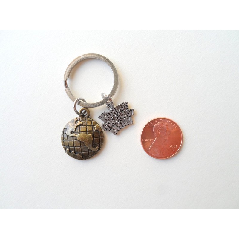 World's Greatest Mom Bronze World Globe Keychain