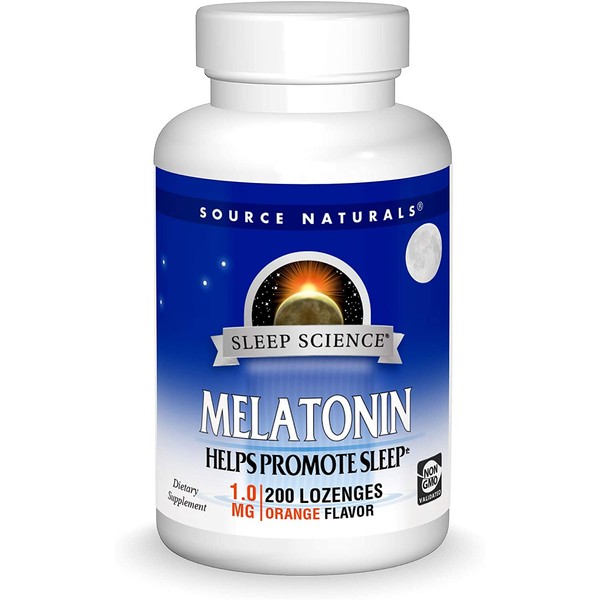 Source Naturals Sleep Science Melatonin 1 mg Orange Flavor - Helps Promote Sleep - 200 Lozenge Tablets