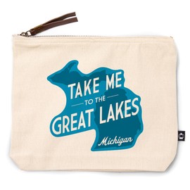 Great Lakes, Michigan, Take Me to The Great Lakes, Simply Said, 100% Cotton Zipper Pouch, Travel Accessory, Go Bag