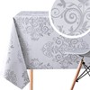 KP HOME Luxury Silver Grey Oriental Baroque PVC Wipe Clean