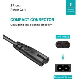Mini Fridge Power Cord Compatible with Frigidaire EFMIS175 EFMIS149 EFMIS188 EFMIS129 EFR376, AstroAI, Cooluli and More,Replacement 2 Prong Power Cable 3 Ft