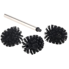 BadeStern Accessories for Toilet Brush Attachment: Toilet Brush with Stainless Steel Handle and 3 Attachments with Diameter 7.5 cm, Black (Toilet Brush 7 cm Diameter)