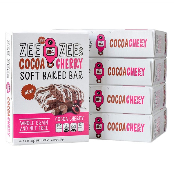 Zee Zees Cocoa Cherry Soft Baked Snack Bars, Nut-Free, Whole Grain, Naturally Colored and Flavored,1.3 oz, 30 pack …