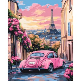 NEWENMO Car Paint by Numbers Kit for Adults,Flowers Paint by Numbers on Canvas Unframed,DIY Oil Painting Perfect for Beginner, Craft, Hobbies and Home Wall Decor 16x20 in