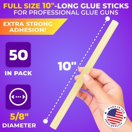 IDL Packaging 5/8" x 10" Full-Size Glue Sticks for Professional Glue Guns, Amber (Pack of 50) - Strong Bonding Strength - Hot Glue Sticks for Corrugated Boxes, Cardboard Packaging, Paper, Crafts