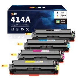 XJI 414A(with Chip) Toner Cartridges 4 Pack Replacement for HP 414 A X W2020A W2021A W2022A W2023A 414X Ink, for Color Laserjet Pro MFP M479fdw M479fdn M479 M454dw M454dn M454 M455dn Laser Jet Printer