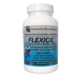 Alternative Health Research LLC Flexicil® Joint Support - Glucosamine & Chondroitin Joint Mobility Formula with MSM, Hyaluronic Acid, Aprèsflex® Boswellia, and Curcugreen® Turmeric Broad-Spectrum
