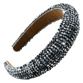 scicent Padded Hairbands Non-Slip Head Bands Wide Hair Bands Bridal Hair Accessories for Women Rhinestone Crystal Embellished Headband Sparkly Diamond Headwear - 26820