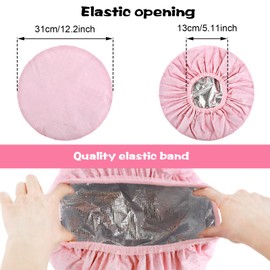 2 Pcs Deep Conditioning Hair Caps, Waterproof Double Layer Heat Steamer Cap, Large Hot Oil Hair Treatment Caps, Reusable Shower Caps Processing Caps for Long Thick Hair(Pink Series)