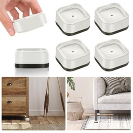 Yookwutar 4 Pack Furniture Risers 1 Inch, Adjustable Bed Risers Heavy Duty for Table Desk Couch Chair Sofa Cabinet Bed Legs Dorm, Square Stackable Bed Raisers Blocks Lift Height 1", 2" or 3", White