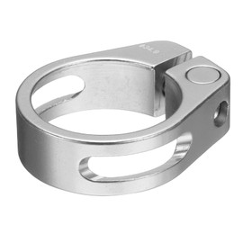 sourcing map Bike Seat Post Clamp 34.9mm Clip Aluminum Alloy Bicycle Locking Seat Post Ring with M4 Hex Screw for 30.4 to 31.6mm Bicycle Mountain Road Bike Tube, Silver