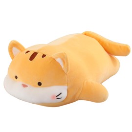 AMOZO Cute Cat Plush Kawaii Cat Stuffed Animals Pillow Cat Soft Toy Kitten Plushie Gift for Girls (Orange)