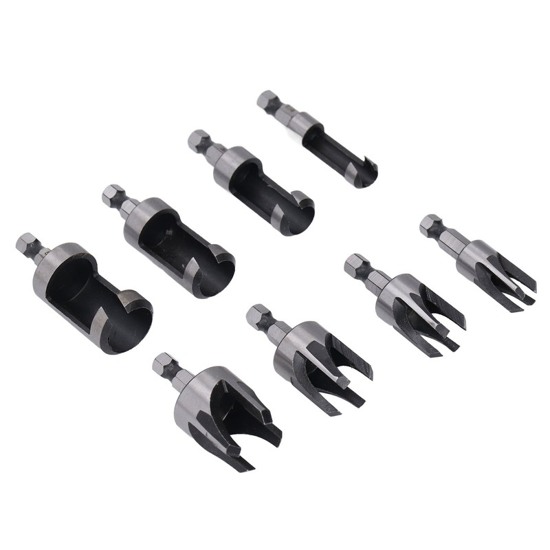8PCS Set Wood Plug Cutter Drill Bit Hex Shank 4PCS