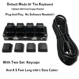 BTXETUEL Mini teclado de 4 teclas Seleccionar todo corte Copiar Pegar Macro Pad Ctrl A X C V Atajo Teclado con una sola mano RGB Gaming Teclado mecánico OSU Teclado programable para trabajar y jugar