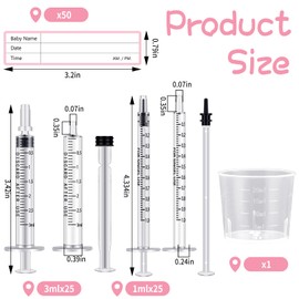 Trelaco Colostrum Collector Kit Include Sterile Sealed Breast Milk Syringes with Caps No Needle Colostrum Syringes Stickers 1 Measuring Cup Harvesting Collection for Breastmilk(100 Sets,3 ml,1 ml)