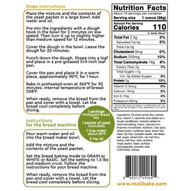 Molibake Multigrain Bread Mix – Premium All-Natural Baking Mix for Bread Machine and Oven – 15 oz – Gourmet Blend with Sunflower Seeds, Brown Flax, Pumpkin Seeds, Oat Flakes, Rye, Barley Malt, Wheat Bran – Easy-to-Use Bread Maker Mix for Homemade Baking