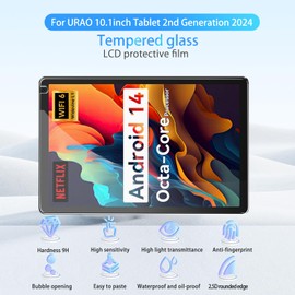 NOUKAJU Screen Protector for URAO 10.1inch Android Tablet, Tempered Glass Film Guard, Hd Tempered Glass,9h Hardness,Scratch,Anti-Fingerprin for URAO 10.1inch Tablet 2nd Generation 2024[2 Pack]