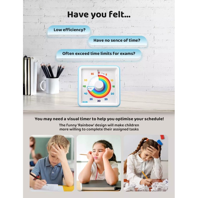 LIORQUE 60 Minute Visual Timer for Kids Visual Countdown Timer