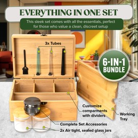 Adealistic Stash Box with Lock – Large Bamboo Storage Organizer with Removable Tray & Accessories, Premium Decorative Keepsake Gift Box