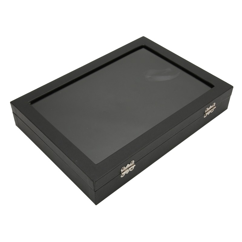 Pin Display Case Dustproof Transparent Glass Lid Badge Storage Box