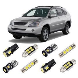 BRISHINE White LED Interior Light Kit Replacement for Lexus RX330 RX350 RX400h 2004 2005 2006 2007 2008 2009 Super Bright 6000K Interior LED Bulbs Package + License Plate Lights and Install Tool