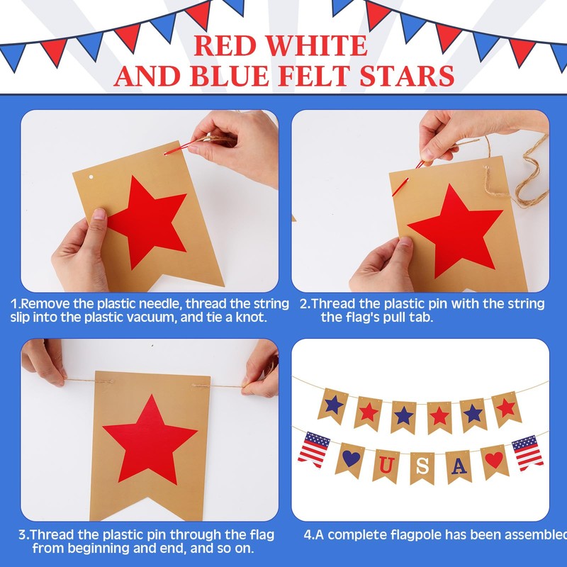 SmoothNovelty 2 Sets 250th Anniversary Wooden Red and Blue Star