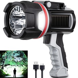 MOONASION Rechargeable Spotlight Flashlight, Super Bright 15000 Lumens Long Lasting 10000 mah Handheld Spot Light LED Spotlight for Hunting Boating Camping