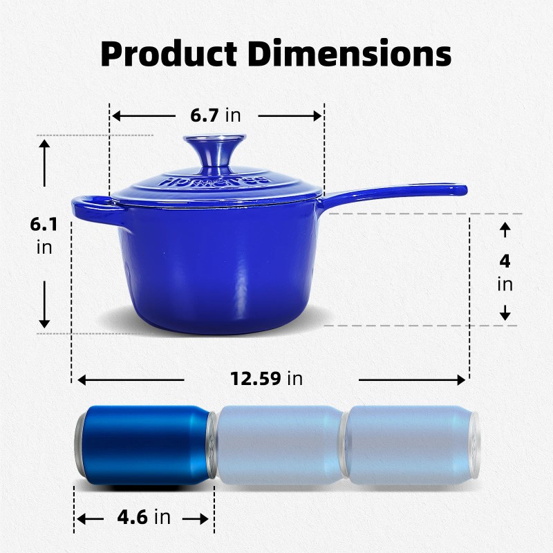 1.75QT Best-selling Household Cast Iron Enamel Pots Ceramic Non-stick Pans