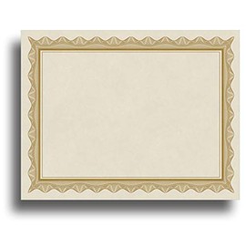 Blank Parchment Certificate Paper for Awards - Works with Inkjet/Laser Printers - Measures 8 1/2" x 11" - Gold Border - 250 Sheet Pack